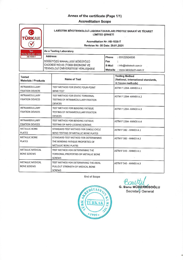 Labiotech Accreditation Scope